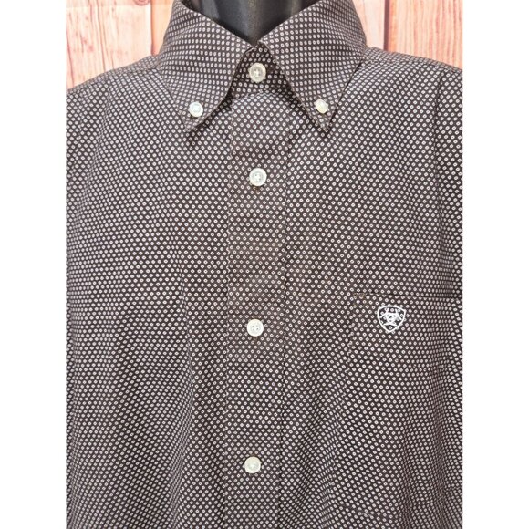 Ariat Mens Button-Down Brown Western Pattern Shirt XL Stretch - Picture 7 of 9